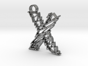 Sketch "X" Pendant in Natural Silver