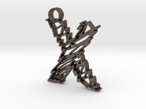 Sketch "X" Pendant in Polished Bronzed Silver Steel