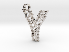 Sketch "Y" Pendant in Rhodium Plated Brass