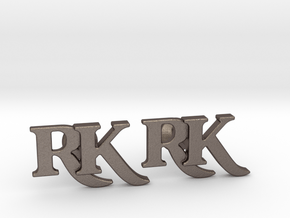 Monogram Cufflinks RK in Polished Bronzed Silver Steel