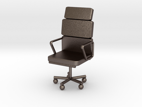 Office Chair in Polished Bronzed Silver Steel