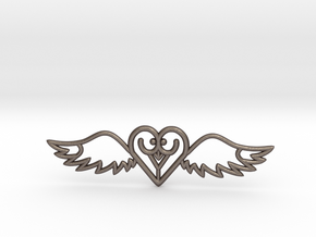 Flying Heart Necklace in Polished Bronzed Silver Steel