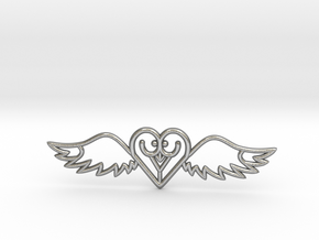 Flying Heart Necklace in Natural Silver