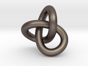 Trefoilknot-10cm-thick in Polished Bronzed Silver Steel