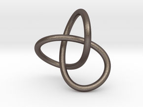 Trefoilknot-10cm-thin in Polished Bronzed Silver Steel