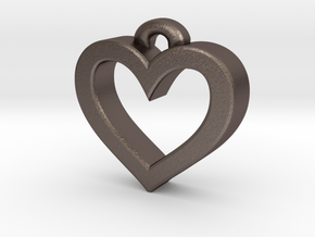 Heart Frame Pendant in Polished Bronzed Silver Steel