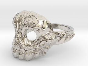 Dr.K Skull Ring-Size 9.5 in Rhodium Plated Brass