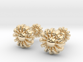 Cufflinks - Flowers in 14k Gold Plated Brass