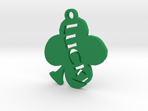 Lucky Saint Patrick's Day 4 Leaf Clover Pendant in Green Processed Versatile Plastic