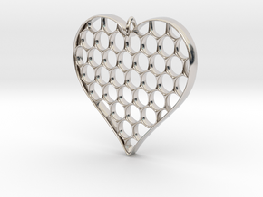 Honey Heart Pendant in Rhodium Plated Brass