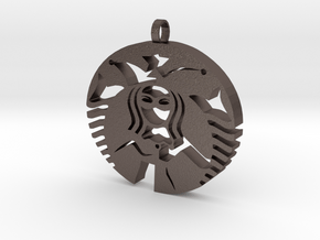 Quinn Coffee Charm in Polished Bronzed Silver Steel
