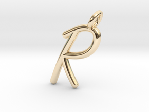 R in 14k Gold Plated Brass