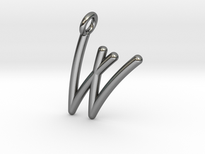 W in Polished Silver