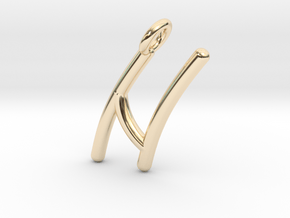 N in 14k Gold Plated Brass