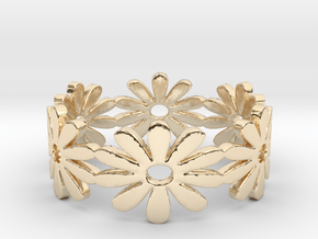 Daisy Ring Size 7.5 in 14k Gold Plated Brass