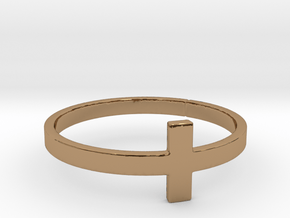 Cross Ring Size 8 in Polished Brass