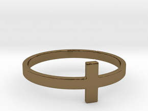 Cross Ring Size 8 in Polished Bronze