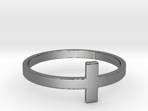 Cross Ring Size 8 in Polished Silver