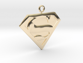 SuperMan Pendant in 14k Gold Plated Brass