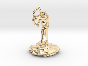 Gnome Bard with Lute and Shortbow in 14k Gold Plated Brass