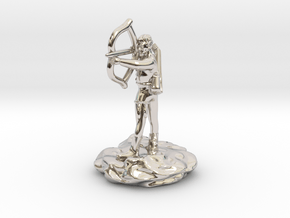 Gnome Bard with Lute and Shortbow in Rhodium Plated Brass