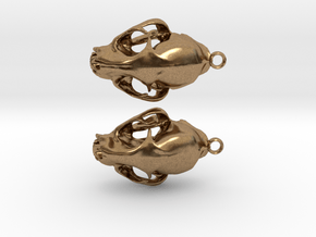 Bobcat Skull Earring Pair (2) - Horizontal Loop in Natural Brass