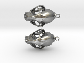 Bobcat Skull Earring Pair (2) - Horizontal Loop in Natural Silver