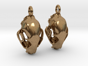 Bobcat Skull Earring Pair (2) - Vertical Loop in Natural Brass