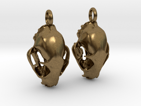 Bobcat Skull Earring Pair (2) - Vertical Loop in Natural Bronze