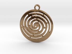 Spiral maze pendant  in Natural Brass