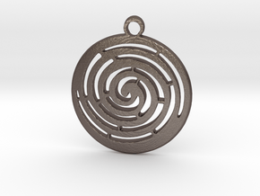 Spiral maze pendant  in Polished Bronzed Silver Steel