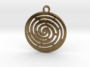 Spiral maze pendant  in Natural Bronze