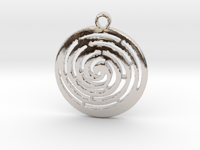 Spiral maze pendant  in Rhodium Plated Brass