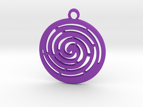 Spiral maze pendant  in Purple Processed Versatile Plastic