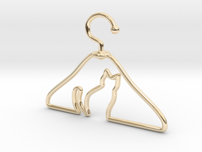 Cat Hanger Pendant in 14k Gold Plated Brass