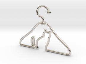 Cat Hanger Pendant in Rhodium Plated Brass