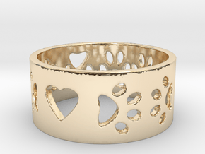 I Love My Dog Ring Ring Size 7 in 14K Yellow Gold