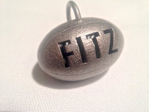 Personalize-able Rugby Ball Pendant in Polished Bronzed Silver Steel