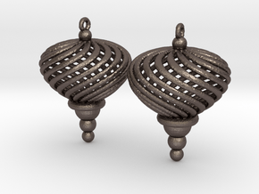 Sphere Swirl Ornaments (pair) in Polished Bronzed Silver Steel