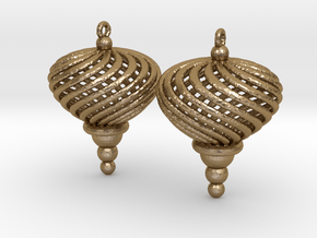 Sphere Swirl Ornaments (pair) in Polished Gold Steel