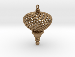 Sphere Swirl Geometric Ornament (thin version) in Natural Brass