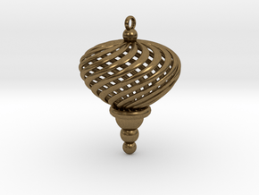 Sphere Swirl Geometric Ornament (thin version) in Natural Bronze