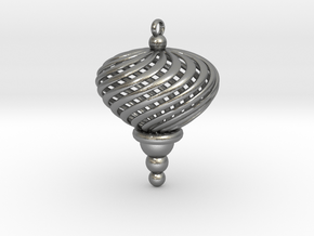 Sphere Swirl Geometric Ornament (thin version) in Natural Silver