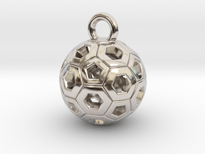 SOCCER BALL E in Rhodium Plated Brass