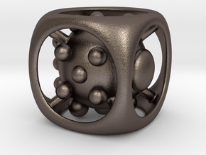 Dice No.1 L (balanced) (3.6cm/1.42in) in Polished Bronzed Silver Steel