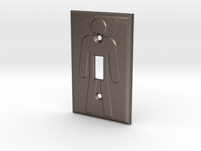 On/Off Light Switch Plate in Polished Bronzed Silver Steel