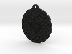 Celtic Knot Circle 2 Medallion Pendant in Black Natural Versatile Plastic