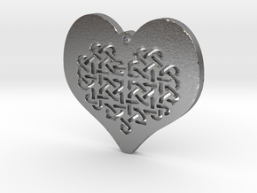 Celtic Knot heart Necklace Pendant in Natural Silver