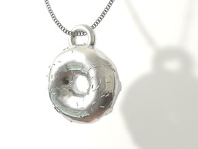 Donut Pendant  in Polished Bronzed Silver Steel