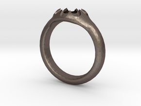 Scalloped Ring (size 5.5) in Polished Bronzed Silver Steel